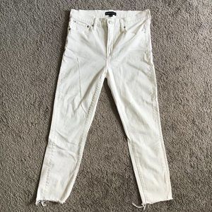 White J. Crew Factory Skinny Jeans with frayed hems